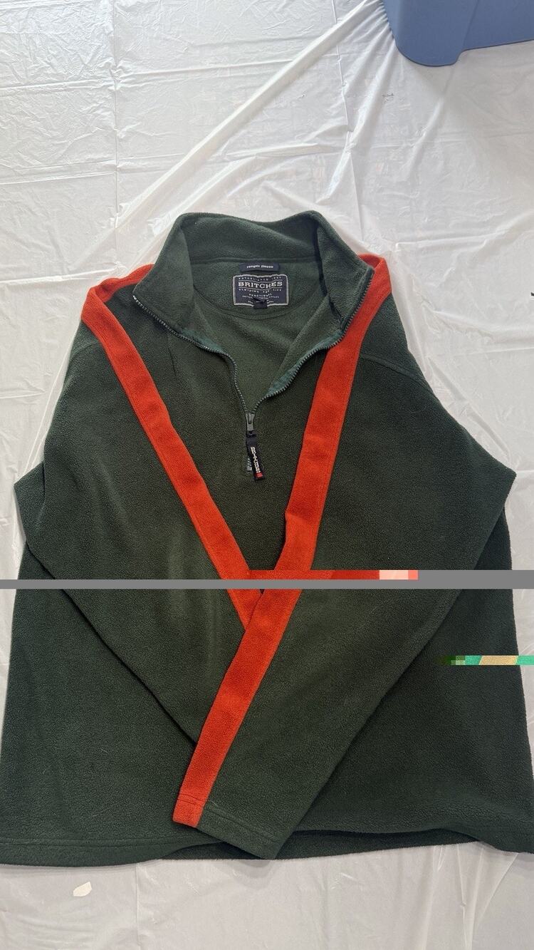 Britches 67 Fleece Vest Womens L Green Red Quarter Zip Mock Neck Pullover Logo
